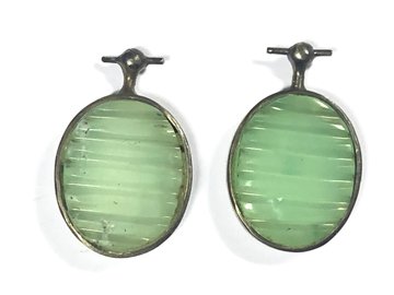 Chrysoprase graviert in geschwärztem Silber